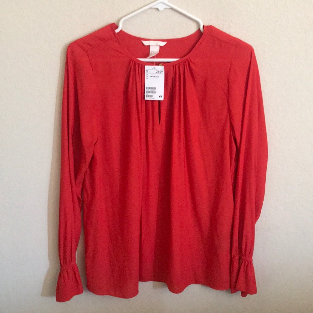 Red H&M Long Sleeve Blouse